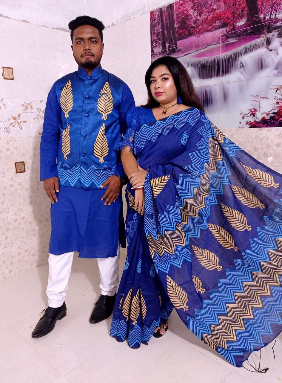 First Date New Exclusive Designer Half Silk Share And Dhupiyan Panjabi For  Combo Couple Dress | BD